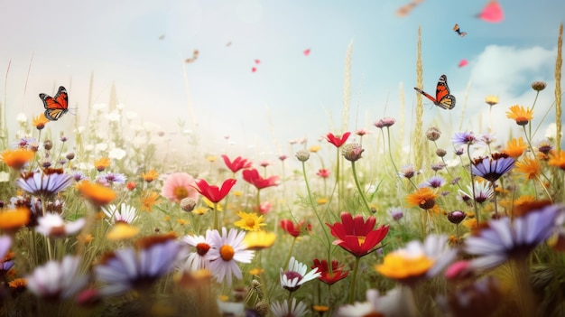 Summer field background Illustration AI GenerativexA