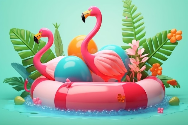 Summer flamingo Generate Ai