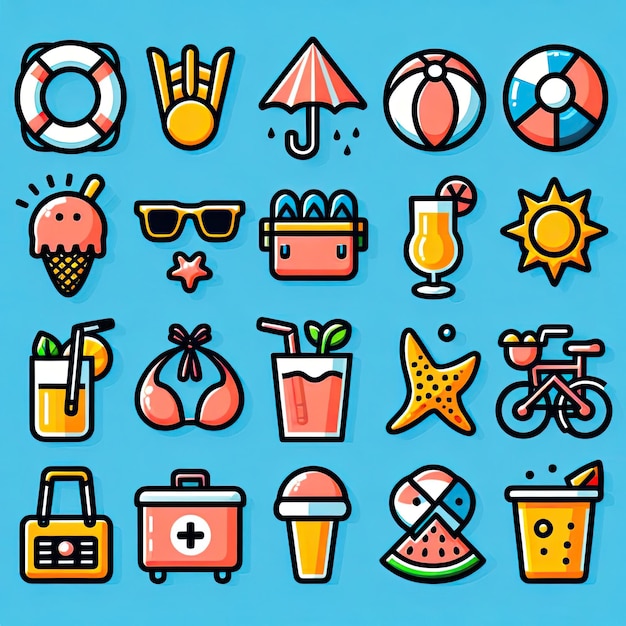 Summer Flat Design Icon Set