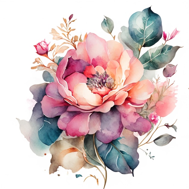 Summer floral pattern made of beautiful rose buds on white background AI generative