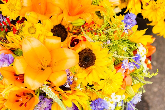 Summer flowers at the local farmer's  market.