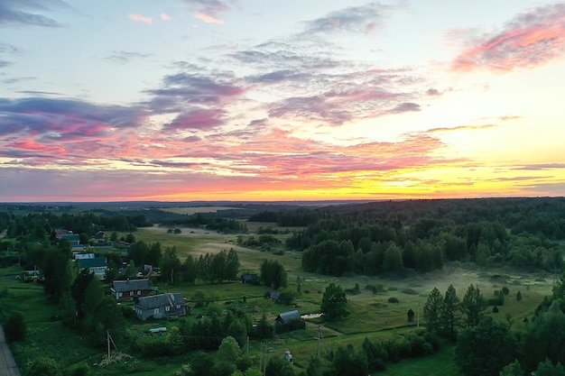 summer forest top view drone, background green trees panorama landscape