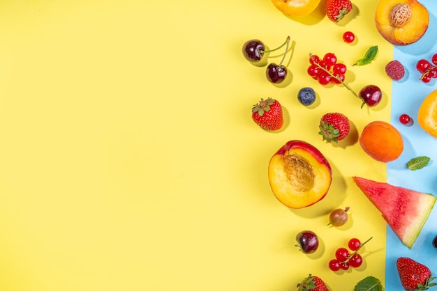 Summer fruit and berry flatlay