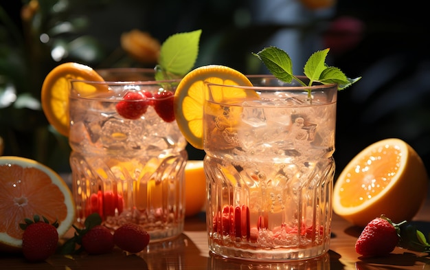 Summer fruits and drink background