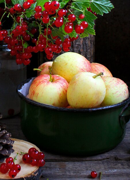 Summer garden apples red currant