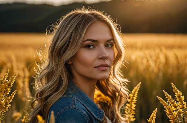 Summer golden field landscape