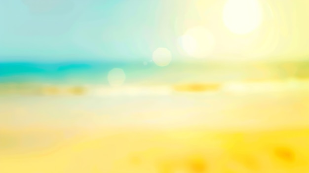 Photo summer holiday concept concept abstract blur beach with yellow and blue sky sunrise generative ai