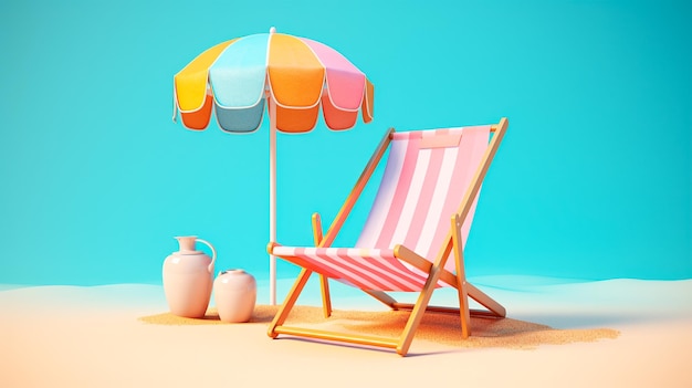 summer holiday concept with beach chair on the beach Generative AI