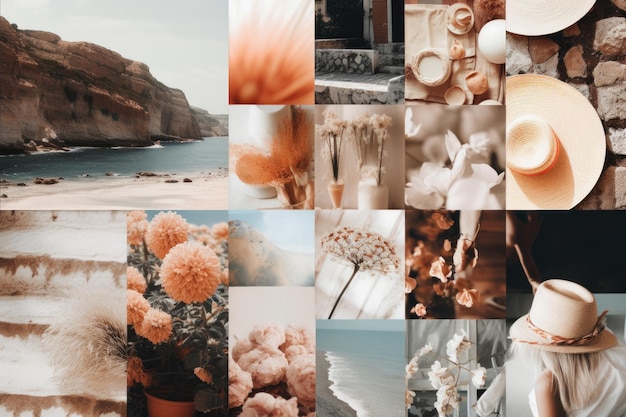 Summer holiday mood board collage of images generative ai