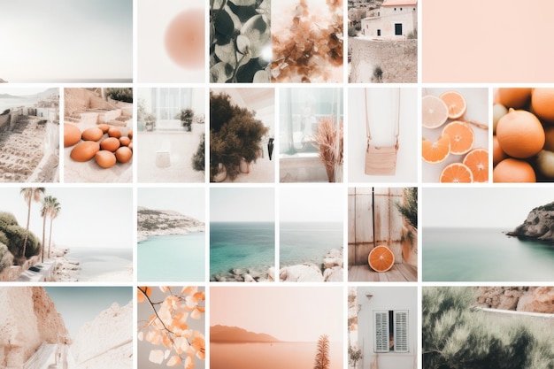 Summer holiday mood board collage of images Generative ai