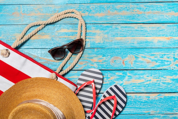 Summer holiday  with beach items