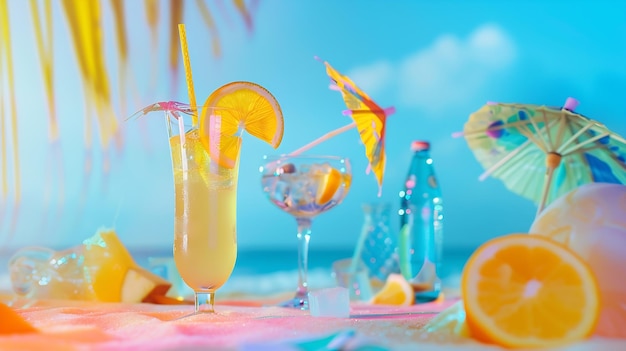 Summer Holidays in Beach Seashore Summer drinks Summer rest Generative AI