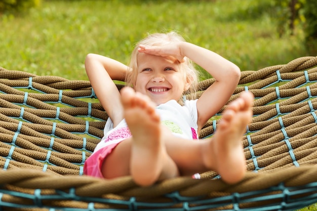 Summer Holidays Children have fun Summer Happy Childhood Cute Girl in hammock