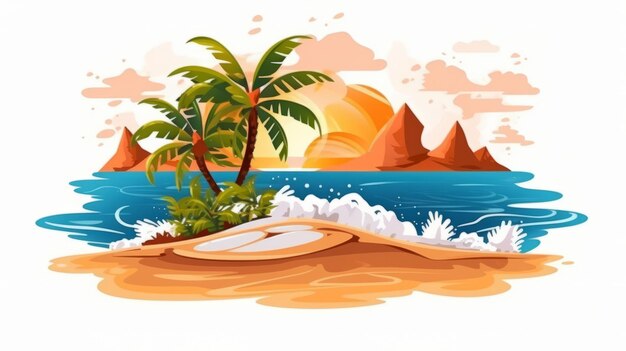 Summer the hottest season Sea vector illustration White background scene Generative AI