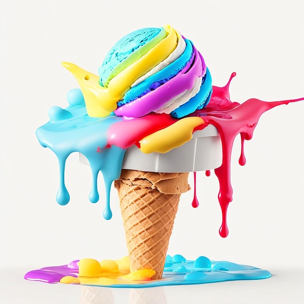 Summer ice cream cone with different flavors