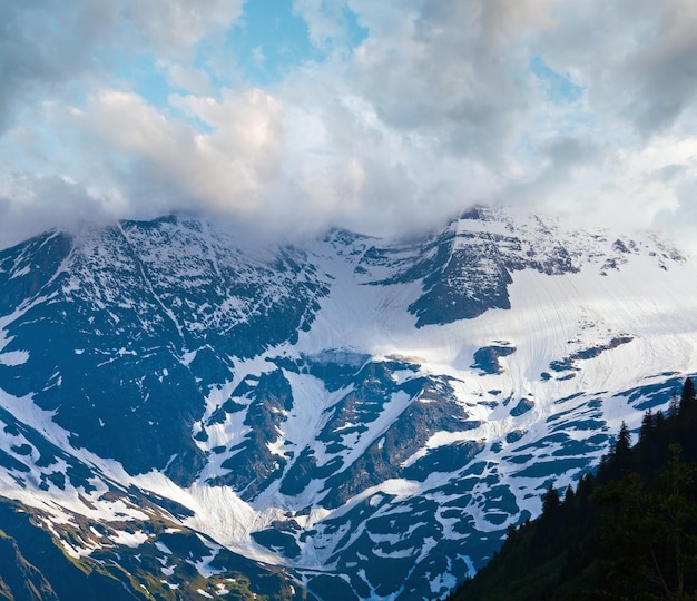 Summer June Alp mountain tops view from Grossglockner High Alpine Road