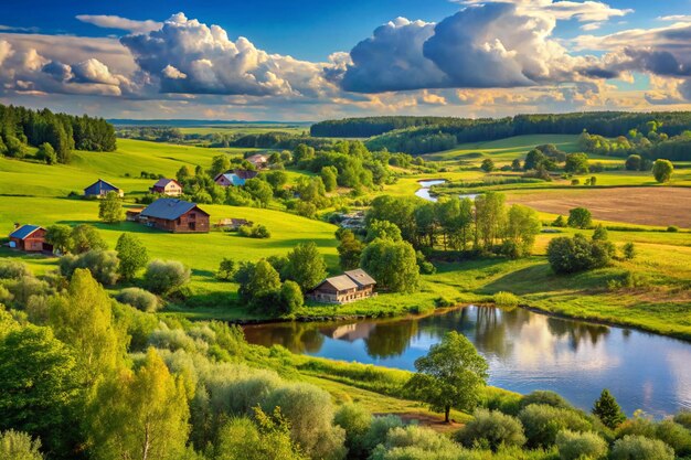 Summer landscape of the countryside Beautiful nature outside the city