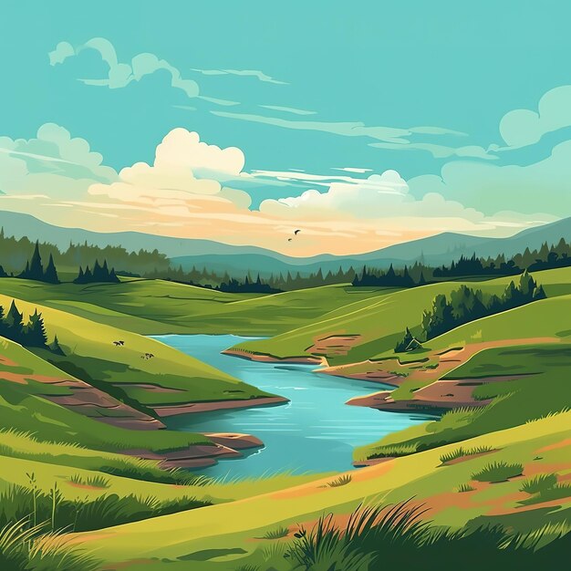 summer landscape illustration