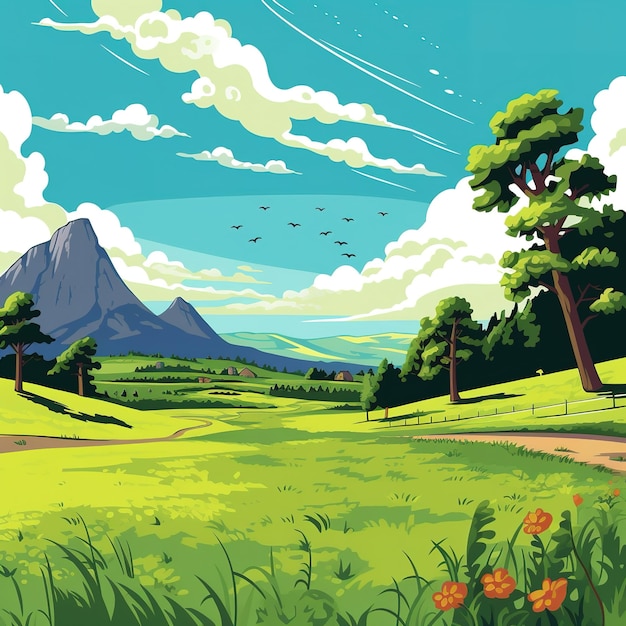 summer landscape illustration