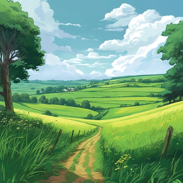 summer landscape illustration