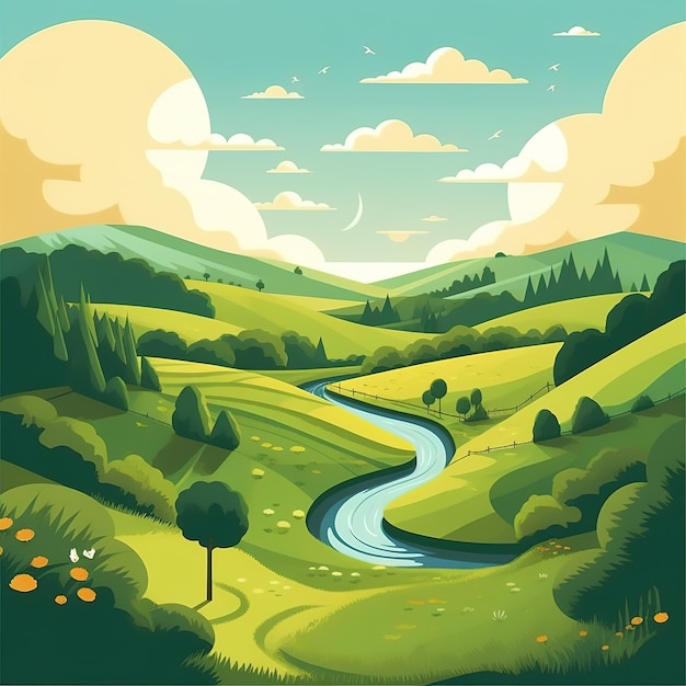 summer landscape illustration