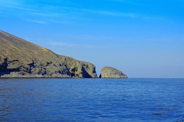 Summer landscape with sea and mountain range