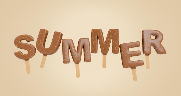 Summer letter chocolate ice creams against beige background