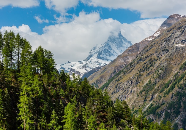 Summer Matterhorn mountain view (Alps, Switzerland, Zermatt outskirts)