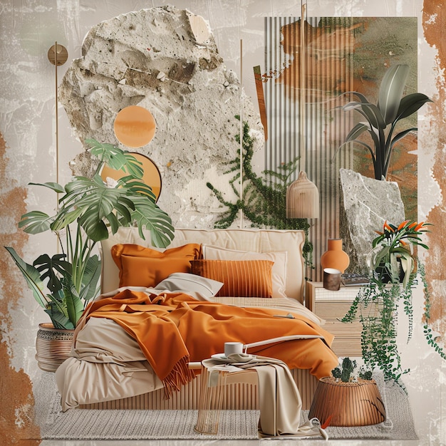 summer mood orange bedroom for video call