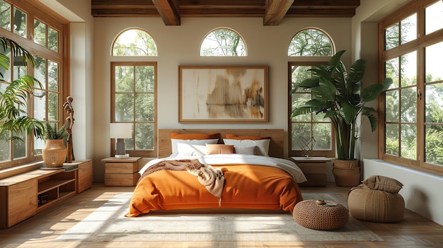 summer mood orange bedroom for video call