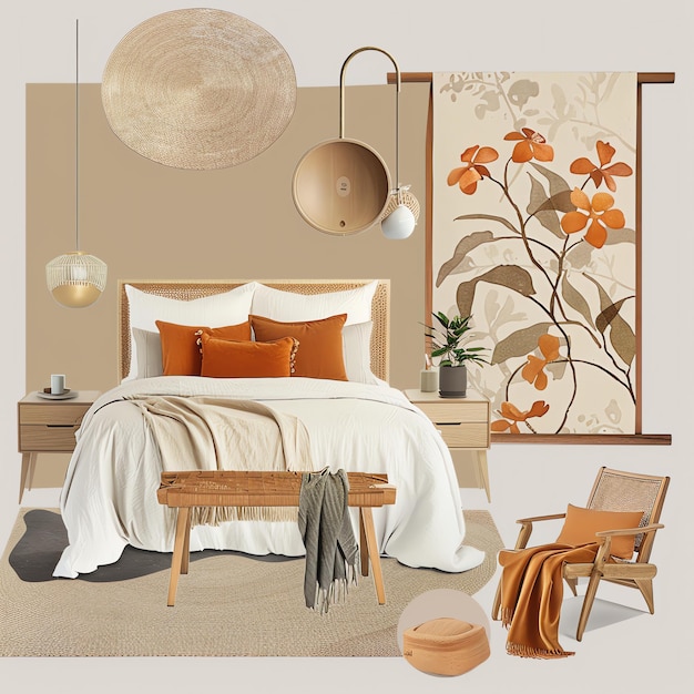 summer mood orange bedroom for video call