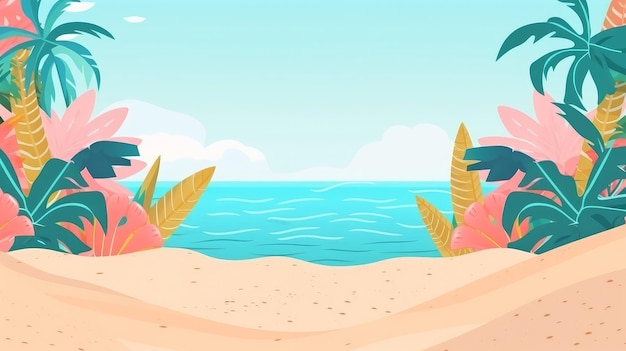 Summer Natural Tropical Background Illustration AI Generative