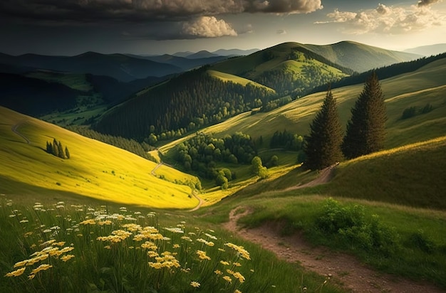 Summer nature landscape of karpaty mountains