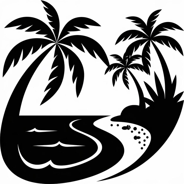 Photo summer palm landscape exotic island vector silhouette