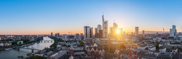 Summer panorama of the financial district in Frankfurt