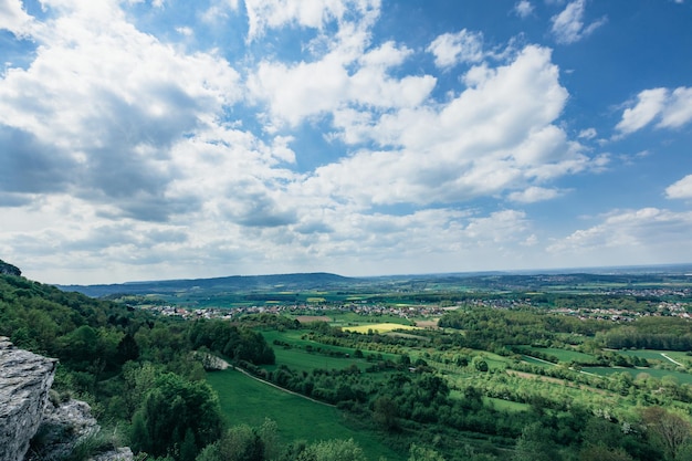 Summer panorama of mountains in the Europe