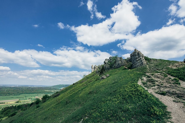 Summer panorama of mountains in the Europe