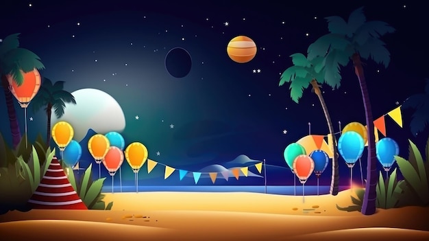 Summer Party Background Illustration AI GenerativexA