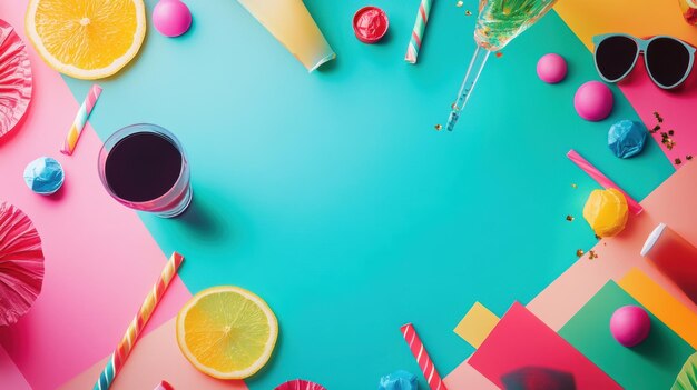 Photo summer party background with colorful objects