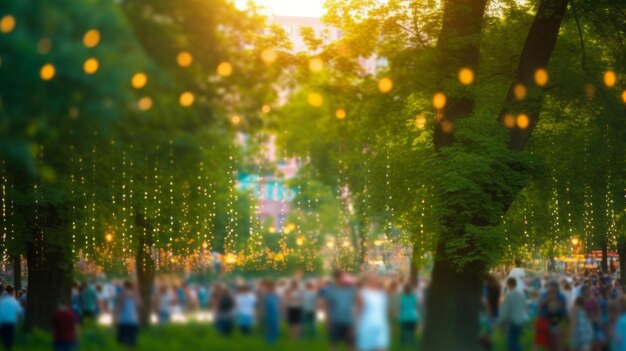 Summer party bokeh background Illustration AI GenerativexA