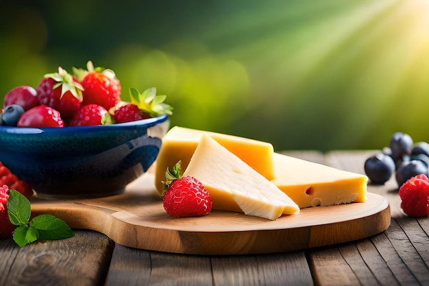 Summer picnic berries and cheese