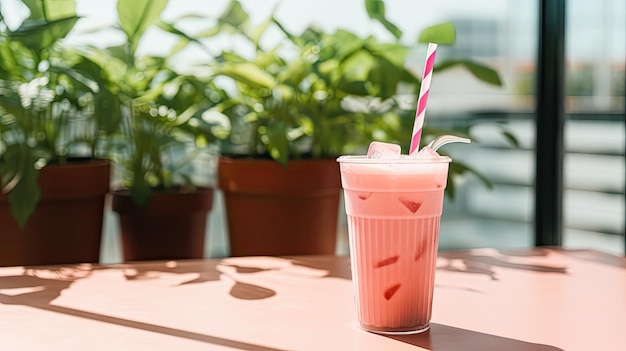 Summer pink coffee