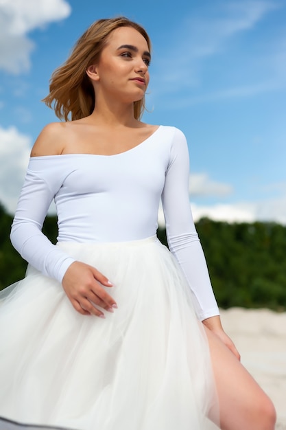 Summer portrait of a young bride