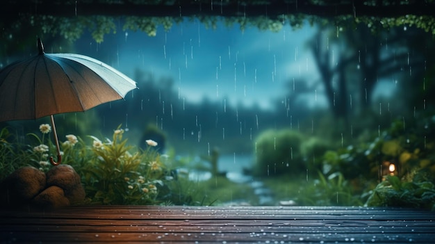 Summer rainy background Illustration AI Generative