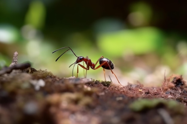 Summer red ant on ground Generate Ai