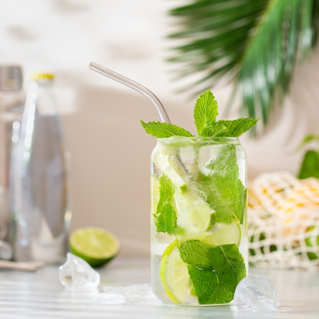 Summer refreshing hard seltzer cocktail with shadows