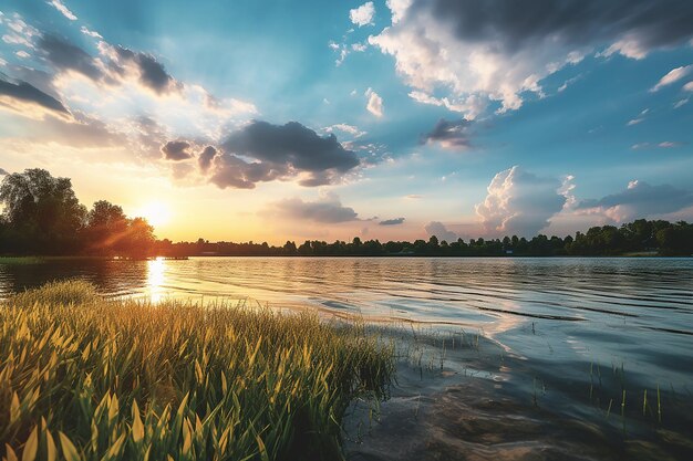 summer river forest peaceful landscape background