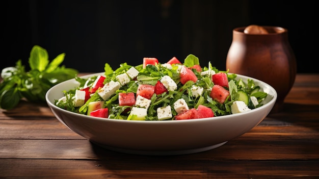 A summer salad with featuring mixed greens AI Generative