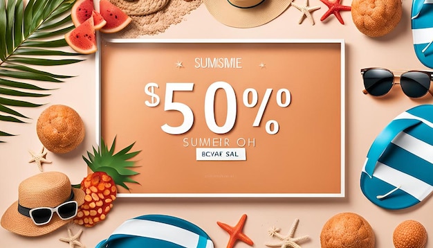 Photo summer sale background with beach elements