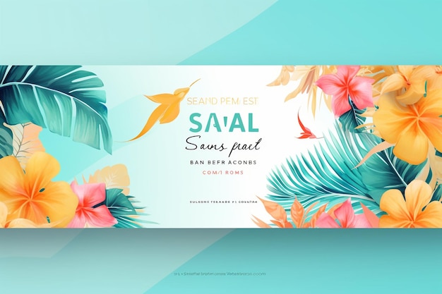 Photo summer sale facebook cover with colorful beach elements